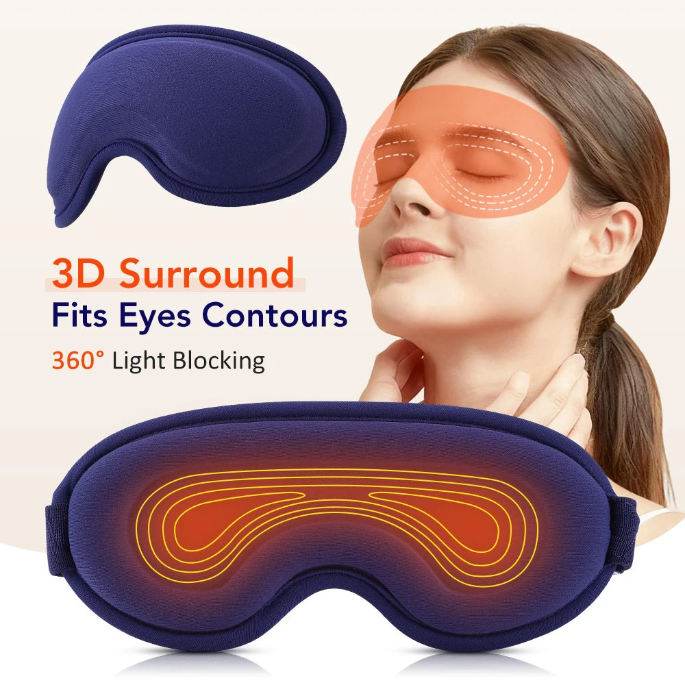 Masque de forme 3D qui épouse le contour des yeux, zone chauffante visible