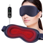 Masque chauffant avec massage, zone chauffante en rouge, et sa télécommande