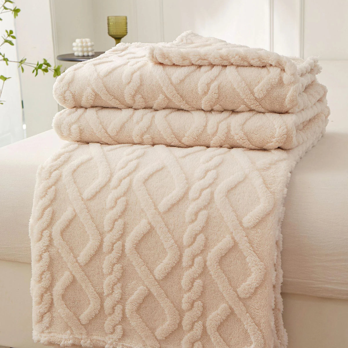 Plaid sherpa coloris beige